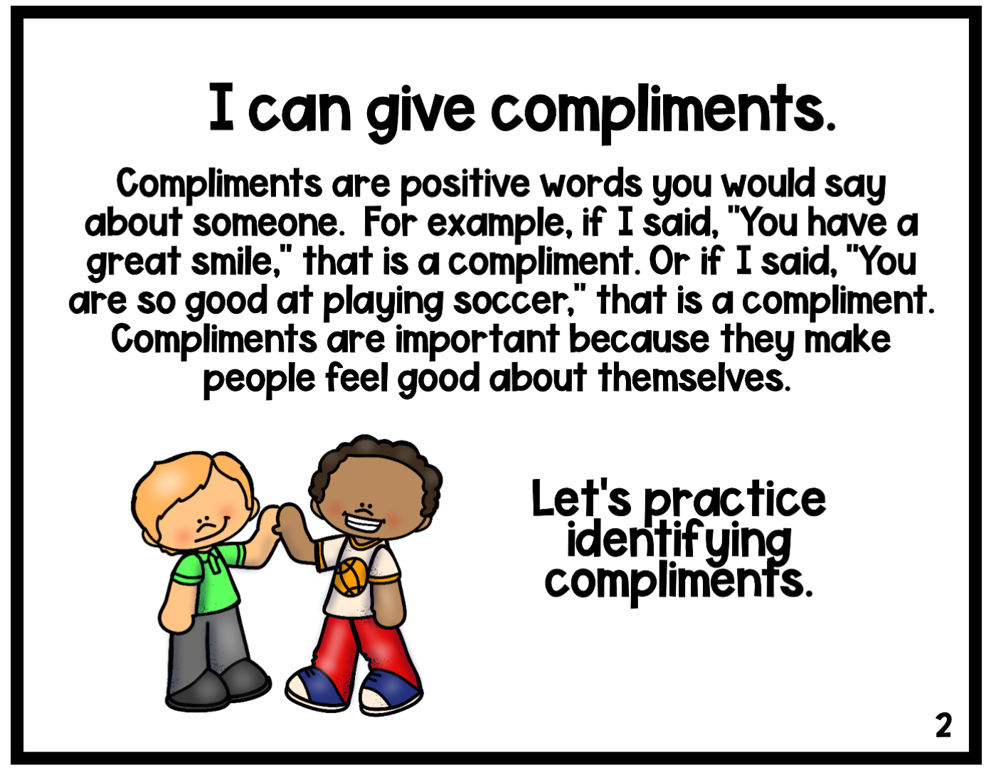 Giving Compliments Social Skills Lesson For Children Annie's Classroom